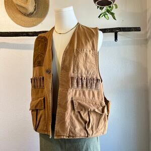 Vintage 90s Utility Cargo 100% Cotton Tan Vest Size Medium Unisex